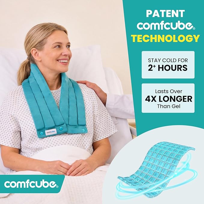 Neck Ice Pack Wrap for Cervical Pain and Cooling, 2 Hours Long Lasting Cold Ice Pack for Neck Shoulders, FSA Eligible, Flexible Cold Pack for Hot Weather, Hot Flashes, Surgery, Swelling