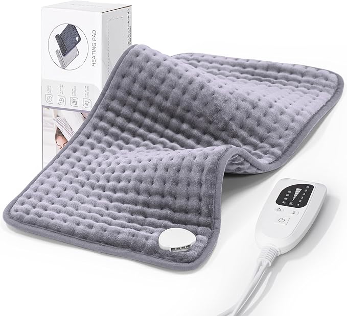 Heating Pad for Back Pain Relief, 6 Levels Small Heating Pads for Period Cramps, Portable Back Heating Pad for Neck and Shoulders, XL Heated Pad, Christmas Gifts for Women, 12 x 24 Grey