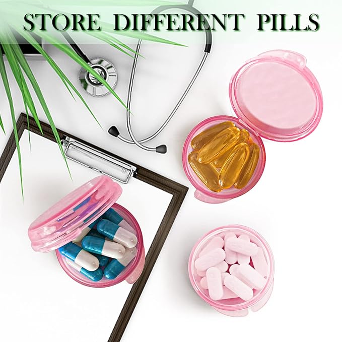 UHOUSE Small Pill Box (3 Pack), Daily Mini Pill Organizer Portable for Purse Pocket,Travel Pill Case Medicine Storage Container Earplug Case(Red)