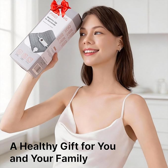 Blue Heating Pad Perfect Christmas, Mothers Day & Birthday Gifts for Women, Mom, Grandma, Soothing Electric Heat Wrap, Cozy Stocking Stuffer & White Elephant Gift