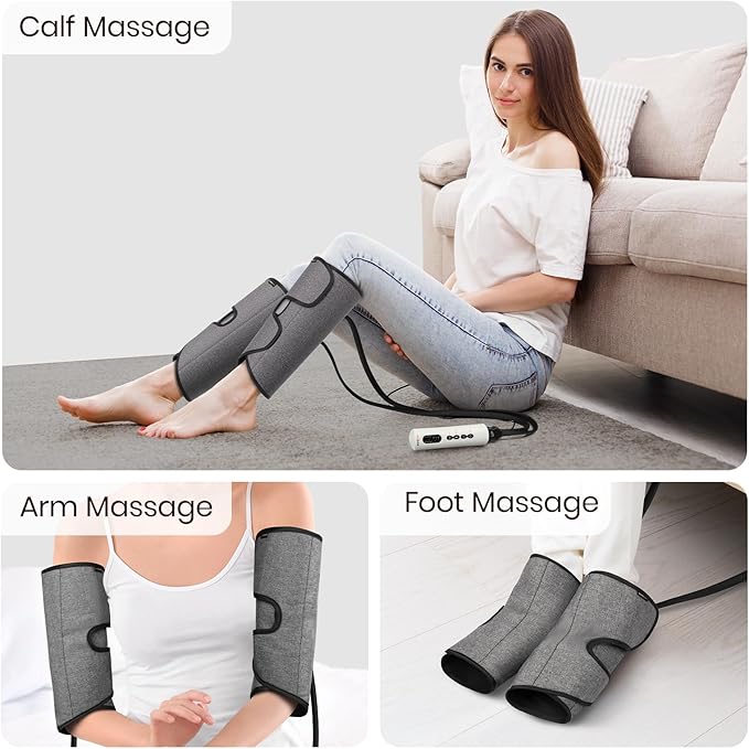 SHINE WELL Leg Compression Massager for Circulation and Pain Relief Fsa, Air Compression Calf Massager with 3 Modes 3 Intensities 2 Timing, for Restless Legs Syndrome Relief, Wellness Gift for Mom Dad