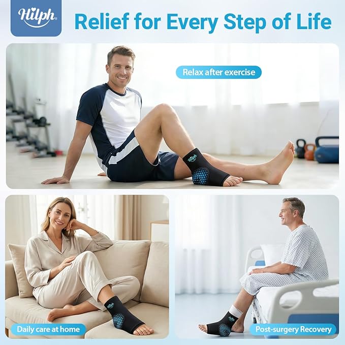 Hilph Ankle Ice Pack Wrap with Massage Ball for Plantar Fasciitis Relief, FSA Eligible, Thickened Gel Ice Sleeve Cold Pack for Foot Ankle Heel Pain Relief, Achilles Tendonitis Relief, Swelling