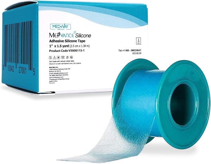 Medvance Soft Silicone Tape with Perforation for Easy Cut Size - 1" Width (1 Pack, 1.5 Yards)
