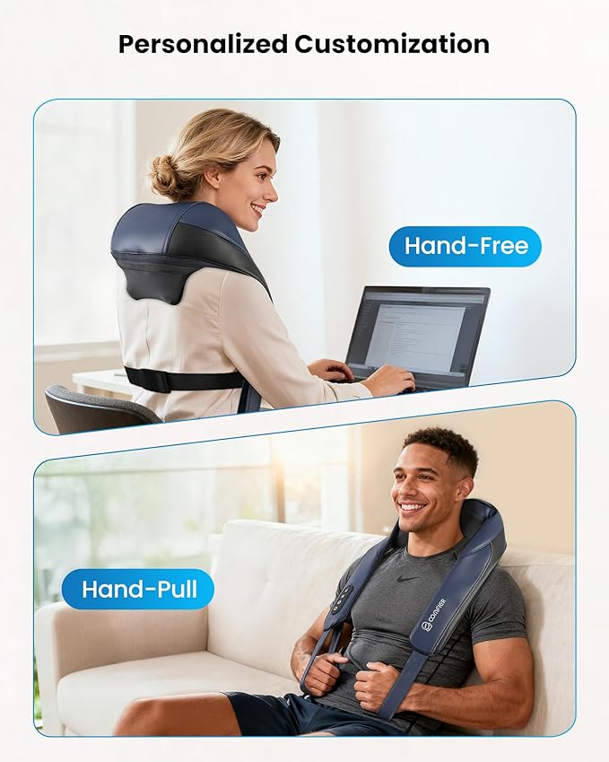 COMFIER FSA Eligible Cordless Neck Massager with Heat, 4D Shiatsu Deep Tissue Kneading for Neck & Shoulders, Graphene Heating Massage Pillow, Portable & Rechargeable