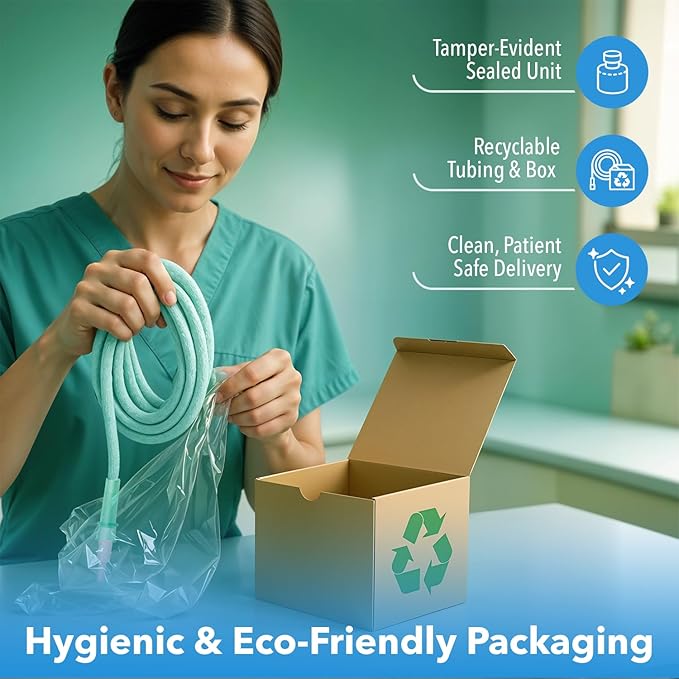 Oxygen Tubing 2 x 50 Ft Continuous Non Kinking High Flow, Medical Grade Universal Oxygen Hoses for Home Use, Compatible w/Standard Oxygen Therapy Devices & Connectors, O2 Tubing for Concentrator
