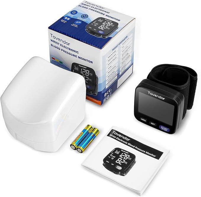 Wrist Blood Pressure Monitor, Tovendor Home Automatic Blood Pressure Cuff Wrist with Portable Carrying Case, 2 * 90 Reading Memory Dual Users Mode, 2 AAA Battery Included
