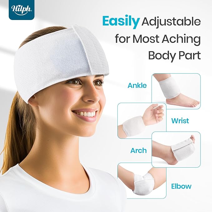 Hilph Soft Gel Ice Pack for Injuries Reusable, with Sleeve Strap, Wrap Around Gel Ice Pack Wrap Set with 2 Hot Cold Pack for Wrist, Head, Neck, Face, Knee, Ankle, Wisdom Teech, Headache, Migraine