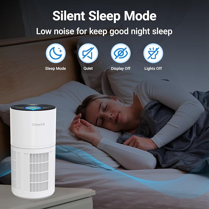 Air Purifiers for Home Large Rooms, Cobectal Air Cleaner with 3-in-1 Filter Covers up to 1650ft², Air Quality Sensor, Aroma Function & Sleep Mode, Pet Air Purifier, White