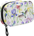 Fustylead Beautiful Hummingbirds Magnolia and Iris Flower Pill Organizer for Purse, Weekly Portable Pill Box with Zipper to Storage Vitamins Fish Oils Medications Supplements