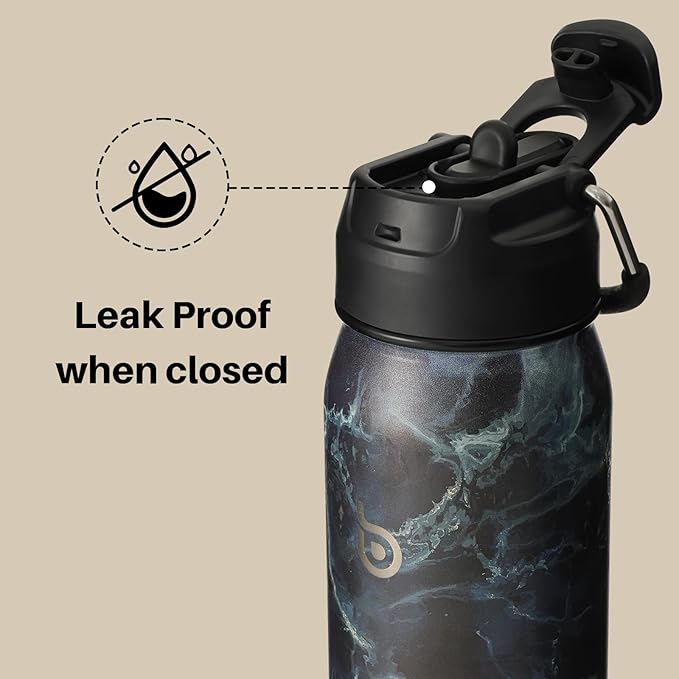 BOTTLE BOTTLE 24oz Insulated Water Bottle Stainless Steel Sport Water Bottle with Straw and Adjustable Lid Daily Pill Organizer