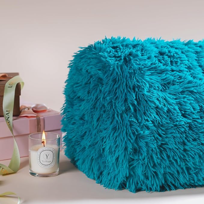 Cottonblue Weighted Blanket 25lbs 60x80 inches for Queen Bed, Faux Fur Sherpa Weighted Blanket for Adults, Plush Cozy Bed Blanket with Glass Beads for Calm and Relax,Teal Green