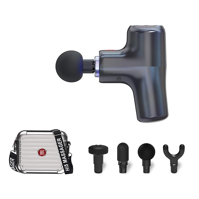 Master Massage General Vibration Mini Massage Gun with 6 Levels Speed, 4 Head Attachment and 3 Color Options with Fashionable Hard Carrying Case Charcoal