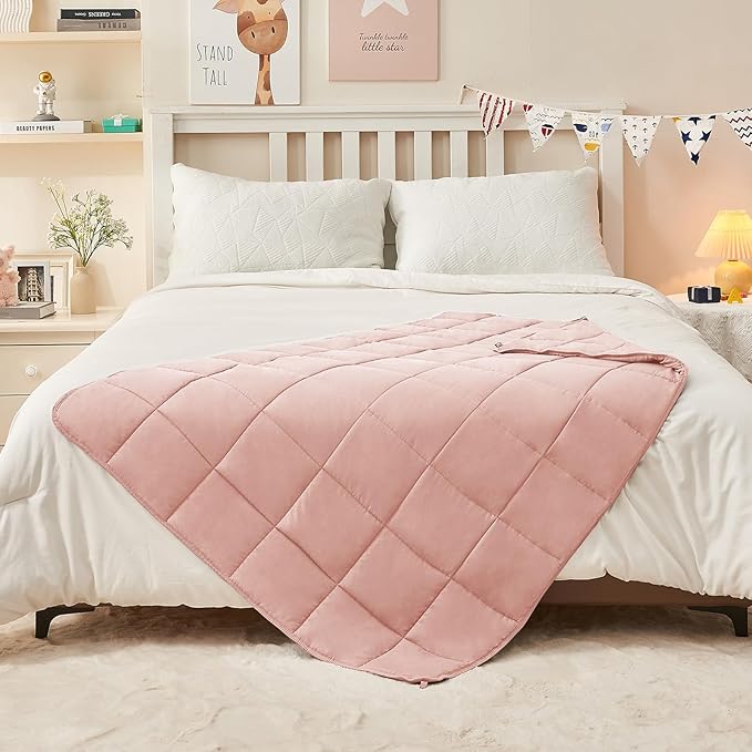 yescool Pink Weighted Blanket 10 Pounds Twin Cooling Weighted Lap Blanket, Heavy Blanket for Sleeping, Weighted Throw Blanket Gifts for 80-110lbs, 40" x60