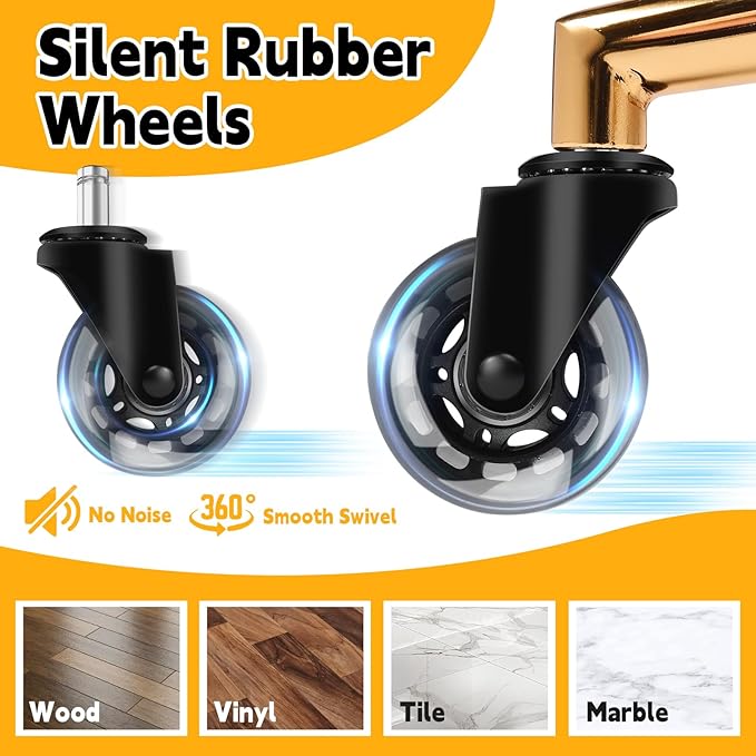 Rolling Stool Heavy Duty 450lbs - Reinforced with Golden Alloy Steel, Super Soft Thick Cushion, 360° Swivel, Smooth Rolling NO Noises, Adjustable Stool with Wheels for Massage Tattoo Spa, (Black)