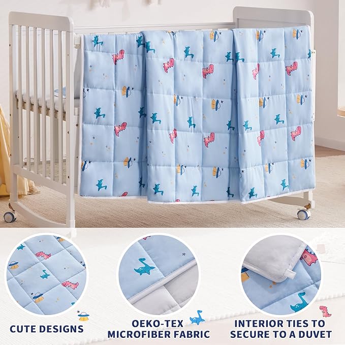 anfie Weighted Blanket Kids (36"x48" 5lbs) Weighted Blanket Cooling Blanket for Sleeping,Throw Size Breathable Blanket with Premium Glass Bead(Light Blue Dinosaur)