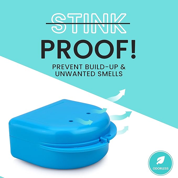 FRESH KNIGHT Retainer Case (2 Pack). Retainer Case with Vent Holes Perfect for Denture, Mouth Guard, Aligner (Sky Blue)