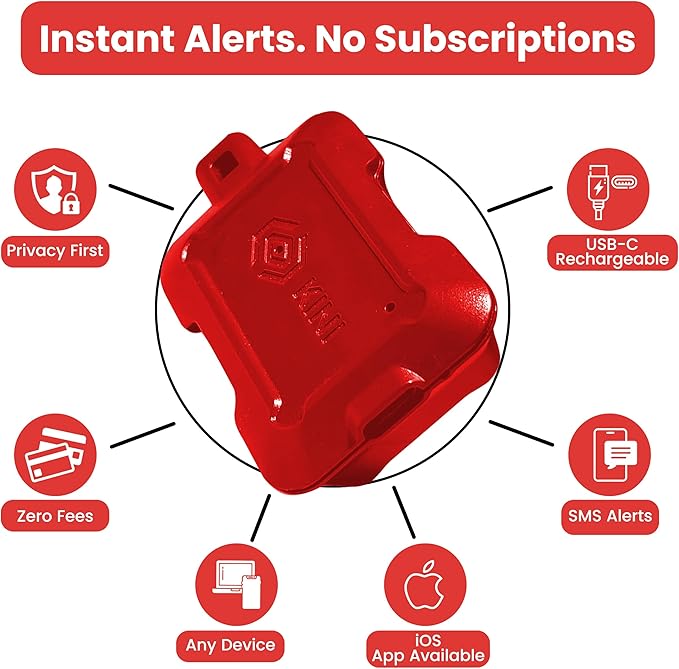 Instant Kini Safe Alert Wi-Fi Motion Sensor Alarm - Real-time SMS, Email, IFTTT - Great for Gun Safes, Cabinets, Office - Easy Install, No Subscription, Long Lasting Rechargeable Battery, USA-Made