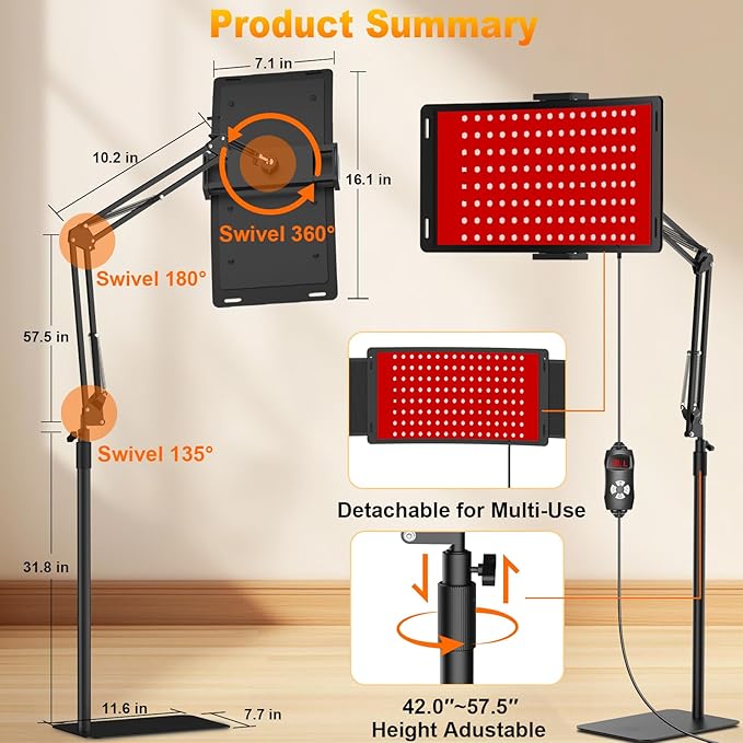 Red Light Therapy,Upgraded 2-in-1 Chips Red Light Therapy Lamp,660nm Red Light & 850nm Near Infrared Light Therapy Device with Red Light Therapy Belt and Stand Relieves Pain in All Parts of The Body