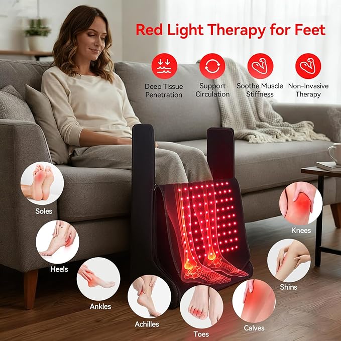 Red Light Therapy for Feet,Infrared Light Therapy Device for Body with Pulse Mode and Timer,450Pcs 3-1 Lamp Beads, Wearable 660nm&850nm Red Light Therapy Mat for Body at Home Office