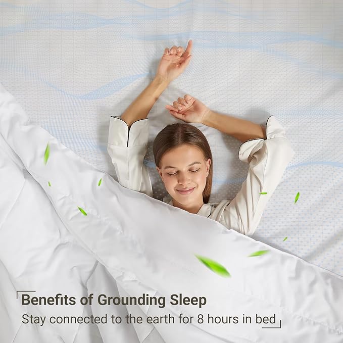 Grounding Sheets Queen Size, 12% Pure Silver, Grounded Bed Sheet with Deep Pockets, Improved Sleep, Earth Connecting Bedding, Beige