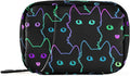 Neon Black Cat Pill Case, Portable Weekly Pill Box Bag Container 7 Days Pill Organizer Vitamin Supplement Holder with Zipper for Travel Family Business