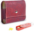 Pill Organizer,LIZIMANDU Weekly Travel Pill Case Box Medication Reminder Daily AM PM, Day Night 7 Compartments,for 4 Times A Day, 7 Days a Week-Includes Leather PU Carrying Case(1-Carved Red2)