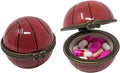 Set of 2 Ceramic Ball-Shaped Compact Pill Box & Organizer (Basketball)