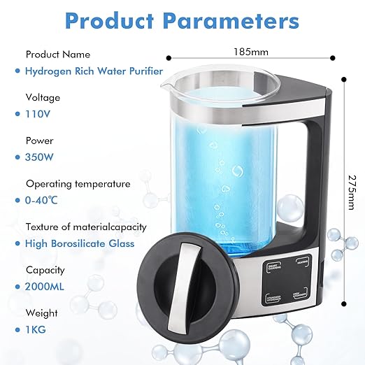 Meticuloso Upgraded Hydrogen Water Generator 110V with SPE and PEM Technology up to 1800 PPB,Hydrogen Rich Water Machine Unlimite Water Quality