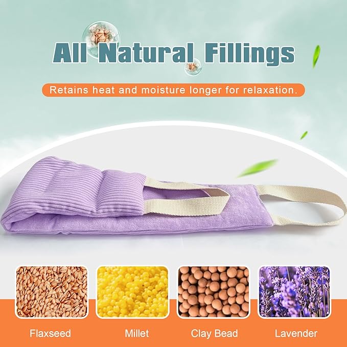 uncn Heating Pad for Neck and Shoulders and Back Moist Small Microwavable Neck Wrap Warmer Weighted Heat Wrap Microwave Heatable Rice Beanbag Cervical Hot Pack Lavender Scented 1.5Pounds