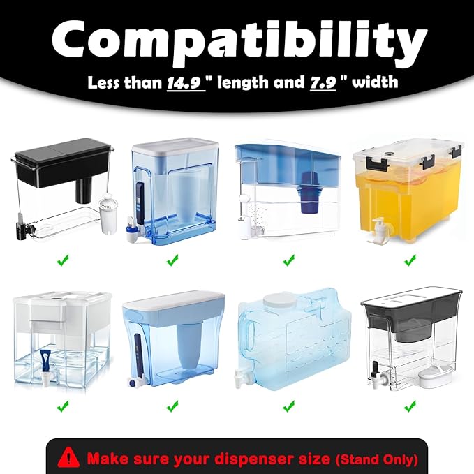 Countertop Water Dispenser Stand for Brita XL UltraMax, Heavy Duty Metal Filter Riser with Easy Assembly, Includes One-Handed Hands-Free Spigot Lever & Anti-Slip Strips, Fits ZeroWater, PUR, Black
