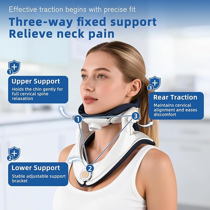 Cervical Neck Traction Device -FSA Eligible HSA Eligible,Adjustable Neck Stretcher,Lightweight Neck Support Brace For Cervical Spine Decompression,Pain Relief Neck Decompression Tension Relief