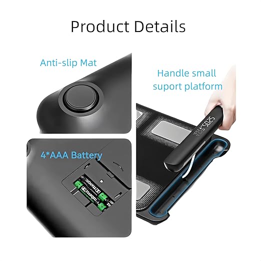 Body Fat Scale with Handles, 8-Electrode Smart Body Composition Scale for Home Use, Segmental Body Analysis, Sync with Apple Health, 400 lb Capacit