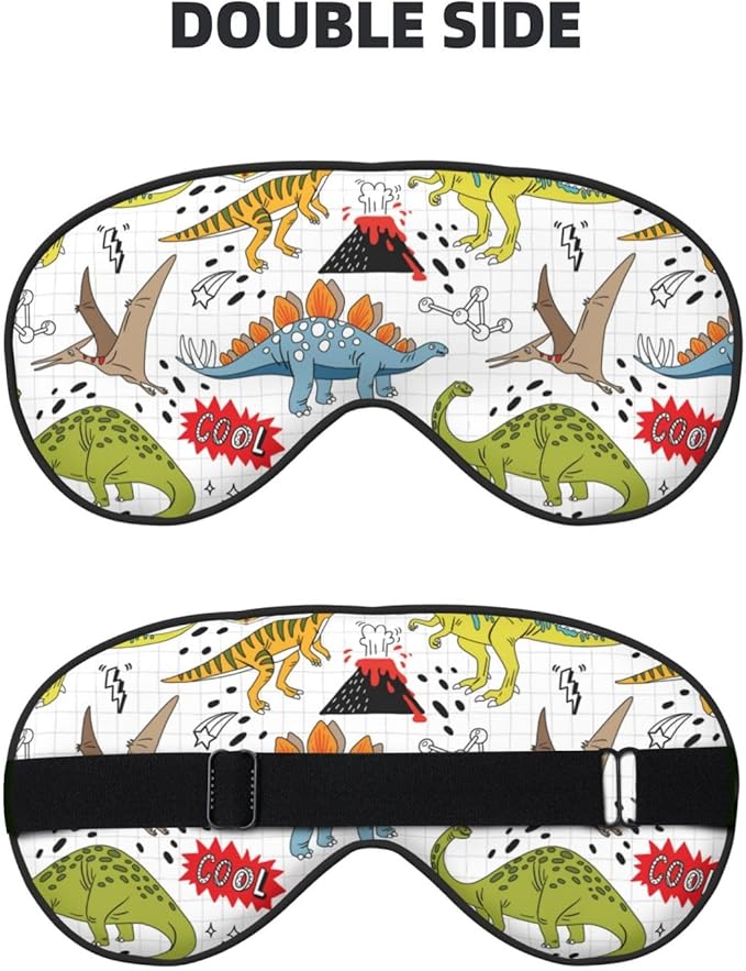 Cool Doodle Dinosaurs Sleep Mask Eye Mask with Adjustable Strap Eye Sleep Shade Cover Blocks Light for Women Men Airplane Travel Nap
