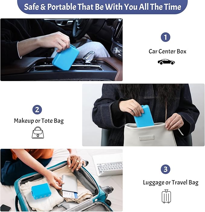 New Foldable & Double Protection Portable Weekly Pill Organizer 2 Times A Day with Etched Labels, AM PM 7 Day Week Medicine Box, Daily Travel Pill Case Holder Dispenser for Vitamin, Supplement - Blue