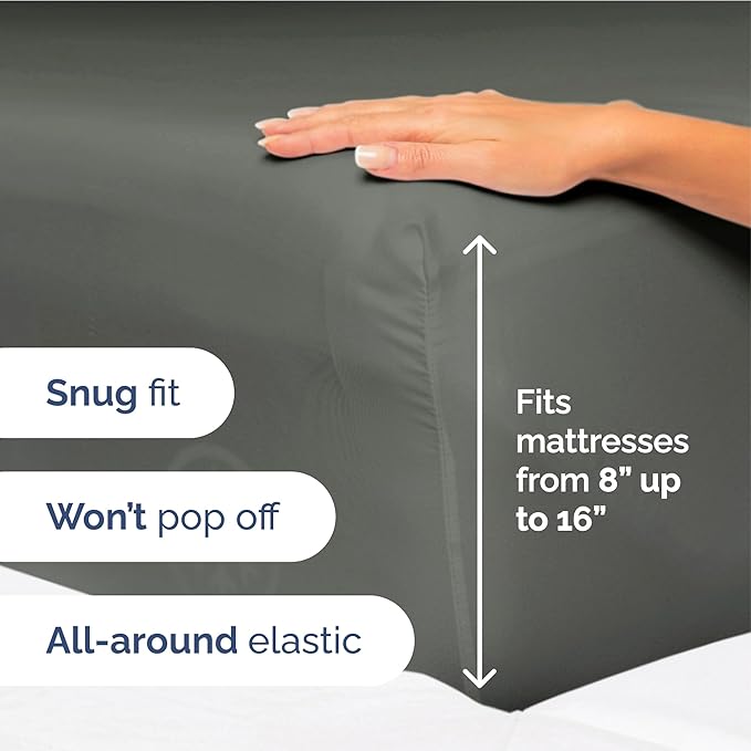 Twin XL Size 3 Piece Sheet Set - Extra Soft, Breathable & Cooling Sheets - Hotel Luxury Bed Sheets for Women & Men - Deep Pockets, Easy-Fit & Wrinkle-Free Sheets - Dark Slate Grey Oeko-Tex Bed Sheets