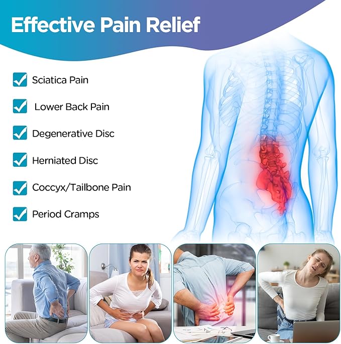 Comfytemp Ice Pack for Back Pain Relief, 2 Pcs, Sciatica Ease Brace, Reusable Gel Lower Back Ice Wrap for Injuries, Hot Cold Compress for Lower Lumbar, Waist, Men Women After Surgery (Blue)
