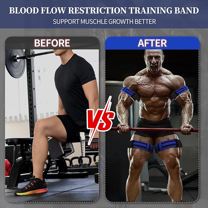 Booty Bands, Blood Flow Restriction Bands, Arm Bands Adjustable Gym Straps for Occlusion Training, Help Increase Muscle Mass in Women & Men Without Heavy Weight Lifting