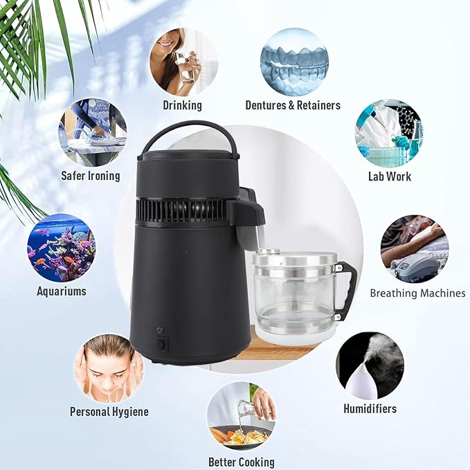 1 Gallon 4L Carafe for Countertop Distiller, Replacement Collection Bottle Water Container, Glass Jar for Home Beauty Water Distiller