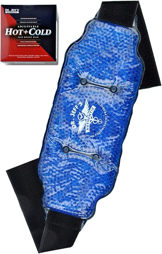 Medical Grade Pain Relief Flexible Ice Pack for Injuries | Dual Sided Soft Plush Hot Pack + Flexible Gel Beads Reusable Ice Pack | Great for Knee, Sciatica, Back, + Neck Pain | Bonus Extension Straps