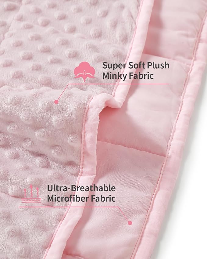 Mr. Sandman Weighted Blanket for Adults Queen, Minky Dots Heavy Blanket for Woman, Man Sleeping/Calm, Soft, Cozy and Cooling Weighted Throw Blankets, Machine Washable, 60 x 80in, 15 Pounds, Pink