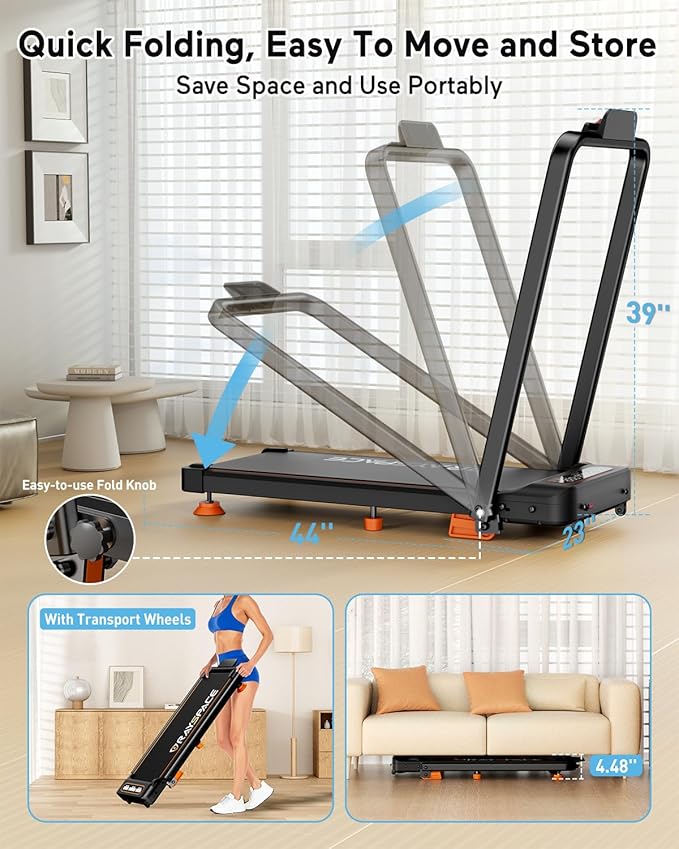 2025 Upgrade Walking Pad Treadmill with 8% Incline & Handle Bar, 3.5HP Portable Treadmill for Home Small, Under Desk Compact Walking Pad 300+lb Capacity, Shock Absorption, 0.6-6mph, Remote, Smart App