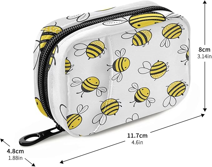 xigua Flying Bumble Bees Pill Cases Bag Portable Pill Box Storage Bag, Travel Medicine Organizer, Zippered Pill Case for Medicine Storage and Organizing