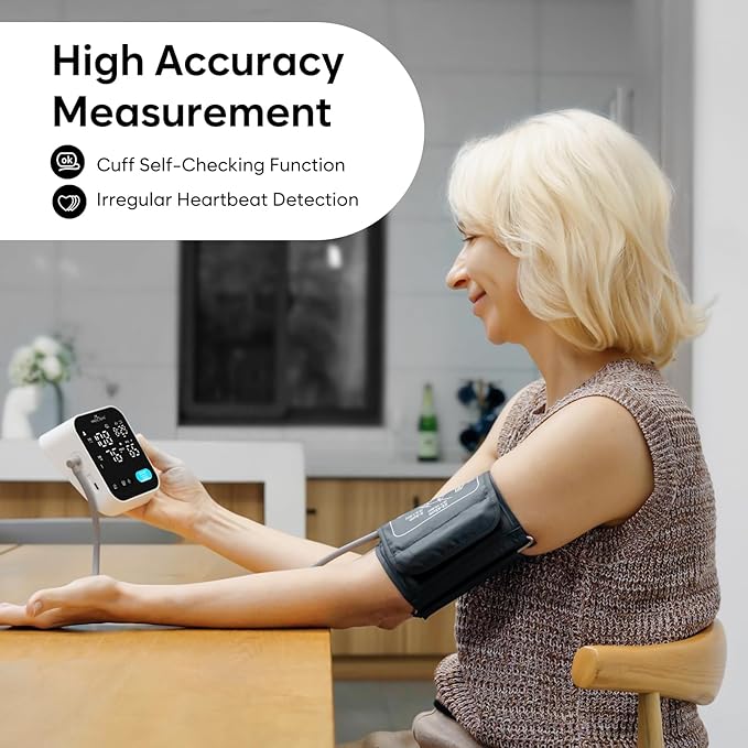 Blood Pressure Monitor for Home Use – Easy@Home Smart BP Machine with Free MyHeartPal App, Automatic Blood Pressure XL Cuff, LED Screen & Voice Function, Supports Apple & Android Devices | EBP-703T