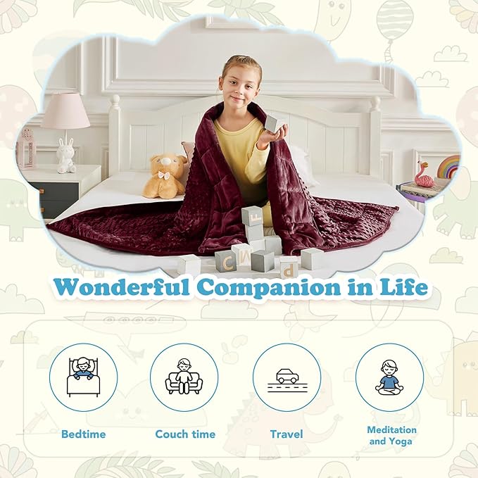 CuteKing Weighted Blanket - 40"x60" 10lbs Minky Dots Heavy Blanket with Glass Beads Soft Breathable for All-Season Summer Fall Winter Thick Comfort for Rest