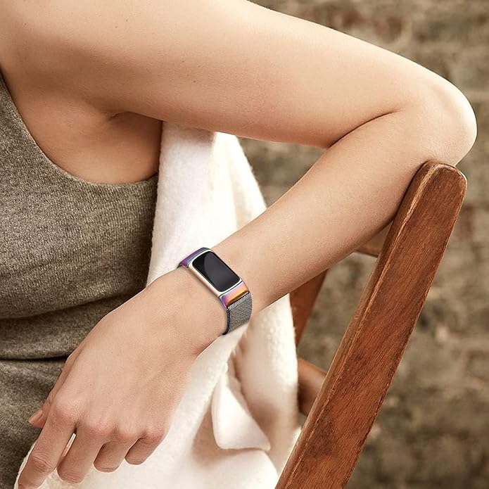 surundo Compatible with Fitbit Charge 6/Charge 5 Bands for Wmen Men, Metal Mesh Milanese Loop Adjustable Strap Replacement for Fitbit Charge 6/Charge 5 Advanced Fitness & Health Trackers