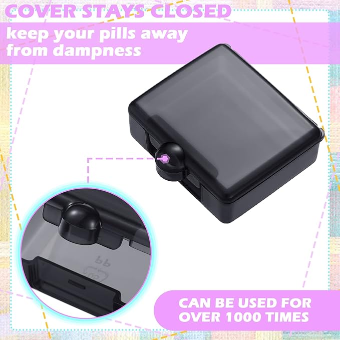 6 Packs Pocket Tiny Pill Case Single Daily Small Pill Container Travel Medicine Holder Cute Portable Personal Medicine Dispensers Organizers for Purse Pills Vitamin Supplements(Assorted Color)