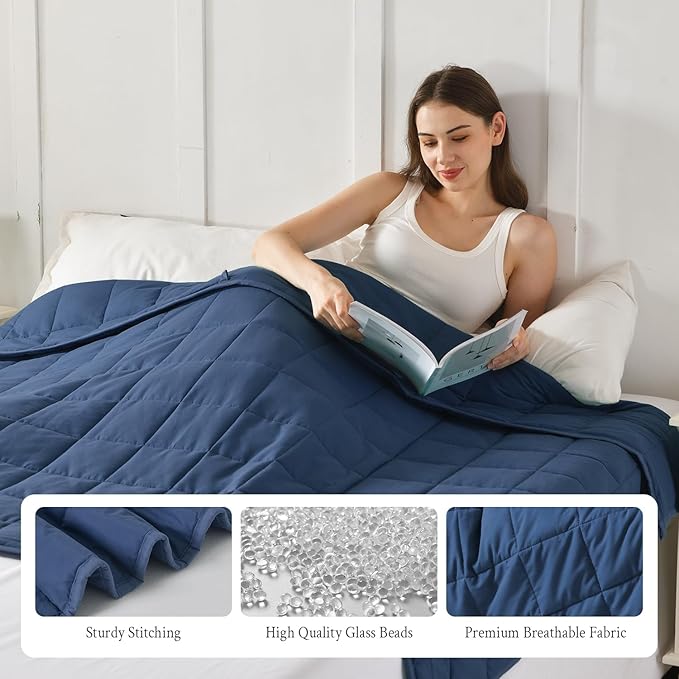 Topblan Weighted Blanket for Adults 15lbs, Soft Cooling Weighted Blankets, Breathable Heavy Blanket with Glass Beads for All Season, Sofa Bed, 60"x80" Queen Size