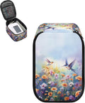 Floral Hummingbird Blood Pressure Monitor Case Universally Compatible Portable Storage Organizer Bag for Blood Pressure Machine Accessories