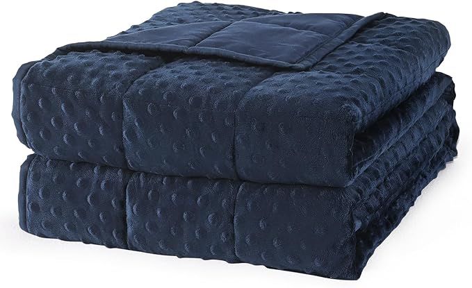 Mr. Sandman Weighted Blanket for Adults Queen Size 25 lbs, Soft Cooling Heavy Minky Blanket for Sleep, Washable Throw Blanket with Glass Beads, 60 x 80 Inches, Navy Blue