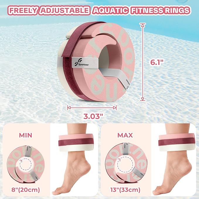 Foam Aquatic Cuffs Exercise Equipment: Sportneer Water Aerobics Float Ring with Adjustable Webbing Pool Exercise Workout Set Water Ankle Ring